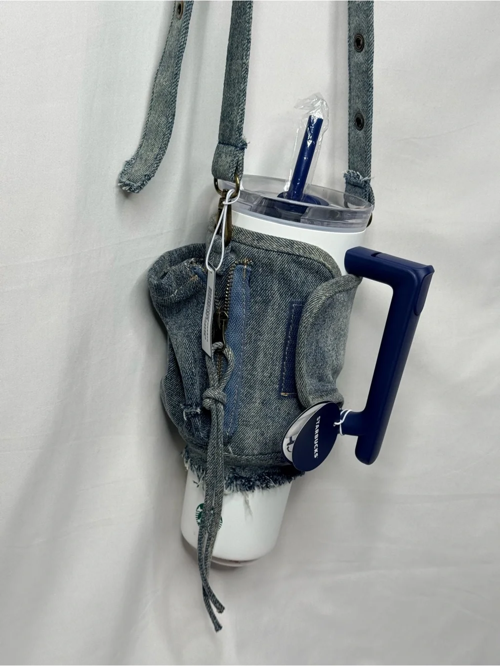 RARE Starbucks Retro Denim Collection 40oz Tumbler with Multifunctional Pouch